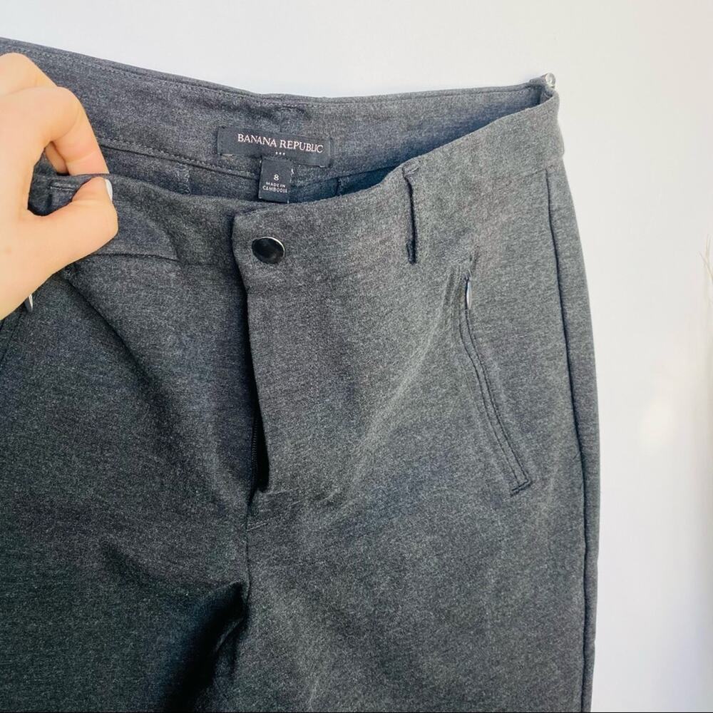 BANANA REPUBLIC Heather Grey Gray Cropped Crop Slim Skinny Trouser Work Pant 8 - Picture 4 of 7